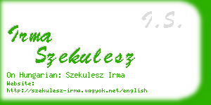 irma szekulesz business card